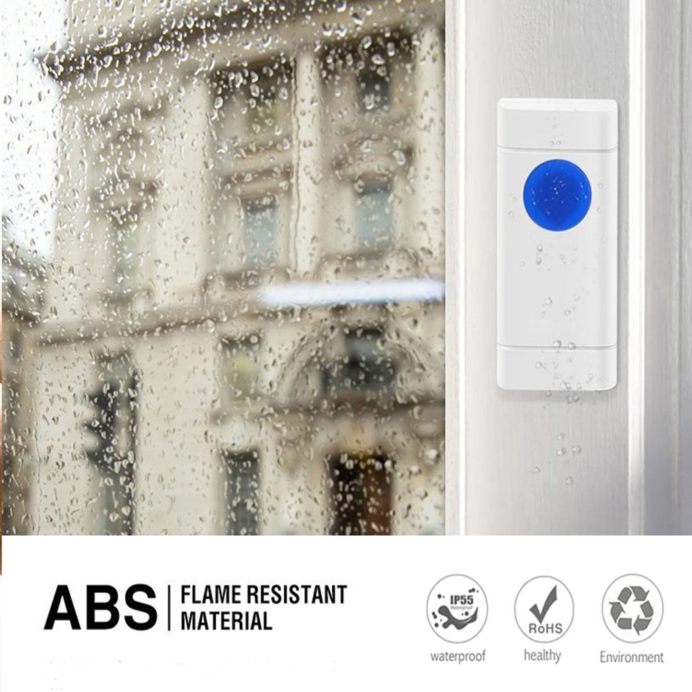 Wireless Doorbell Kit, 1PlusOne Waterproof Doorbell Button Operating at 1000 ft, 52 Ringtones 4 Volumes, No Batteries Required for Receiver (1 Push Button + 2 Receiver)