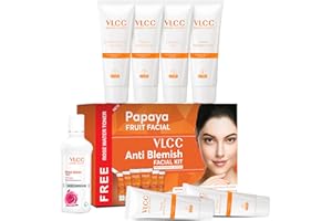 VLCC Anti Blemish Facial Kit - Includes 7 Skin Care Products - Face Wash and Facial Cleanser with Papaya, Cucumber, Aloe Vera