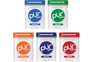 PUR GUM PUR Mints | Aspartame Free Mints | Made with Xylitol | Sugar Free, Vegan, Gluten Free & Keto Friendly | Natural Flavored Mints, Variety Pack, 30 Pieces (Pack of 5)