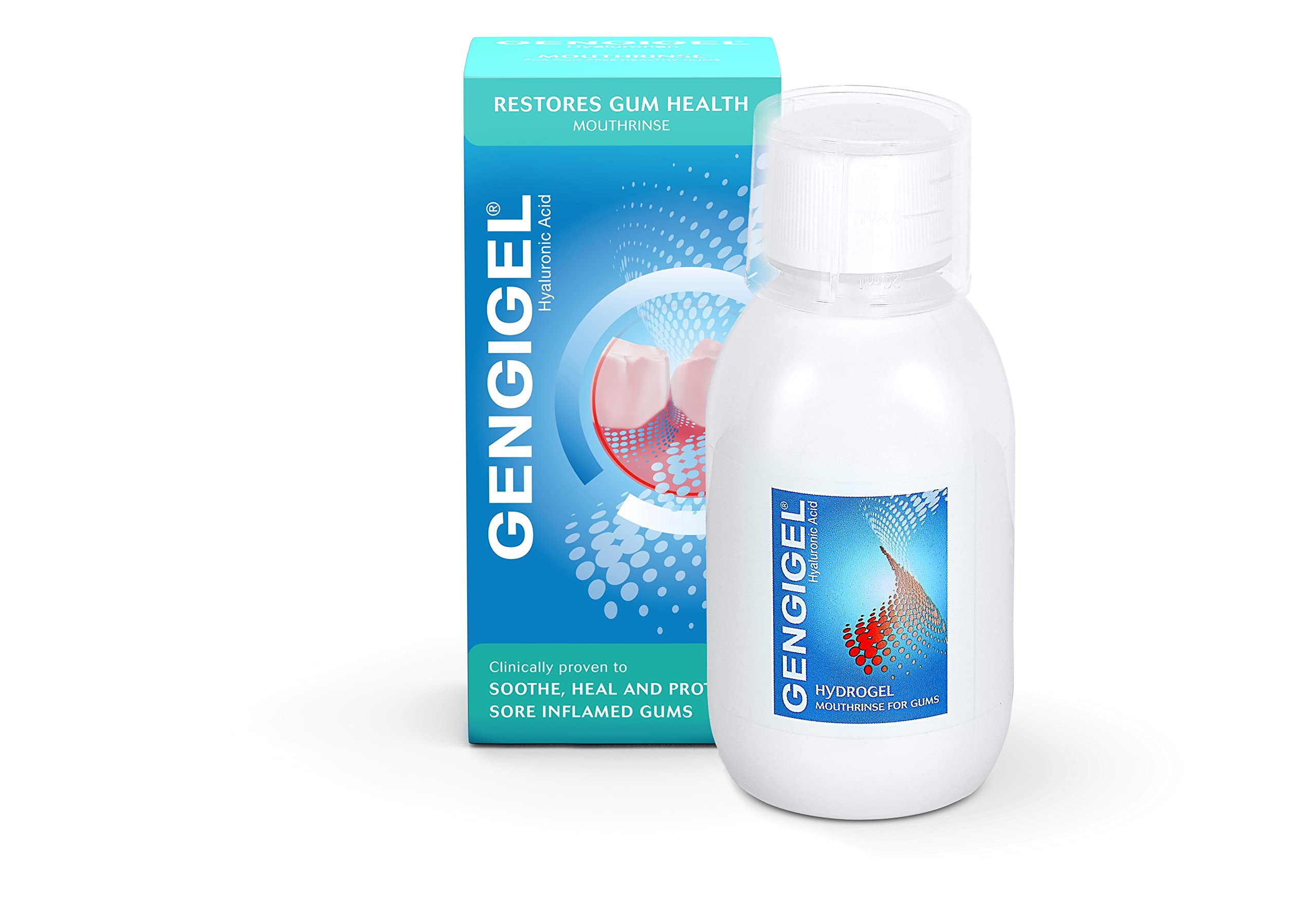 Gengigel Mouthrinse 150ml – Hyaluronic Acid Mouth Ulcer Treatment for Adults, Gum Repair & Gum Disease Support, Oral Rinse for Bleeding Gums, Gingivitis & Mouth Ulcers