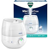 Vicks Mini Filter Free Cool Mist Humidifier for Small Rooms, 0.5 Gal Tank | Small humidifier for bedroom, filterless humidifier for home, up to 24 hours of dry air relief, variable mist control