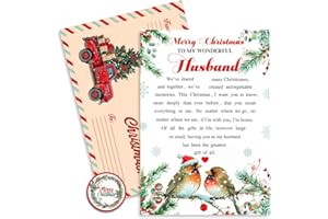 BlinkWishes Christmas Card for Husband, Husband Christmas Card with Envelope and Seal, Romantic Cards for Him from Wife, Xmas Cards Gift for Men