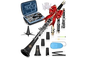 AKLOT B Flat Concert Clarinet: Precision Tone Hole Design for Stable Intonation, Durable Nickel-plated Keys, Including Leather Hard Case, Barrel, Stand, Full Cleaning Kit (Aria-PS)