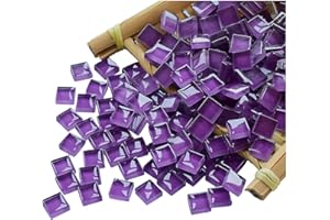 FAIRUO Mosaic Tiles Squares Deep Purple Crystal Mosaic Glass Tile for Crafts Bulk DIY Picture Frames Handmade Jewelry Coasters Art Material Decoration,1x1cm,100 Pieces
