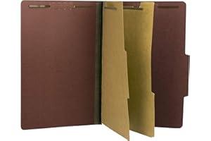 The File King Two Divider Legal Size Pressboard Classification File Folder - Brick Red | Made in America | Box of 10 | Top Tab | 2” Expansion | Durable 2-Inch Fastener Prongs