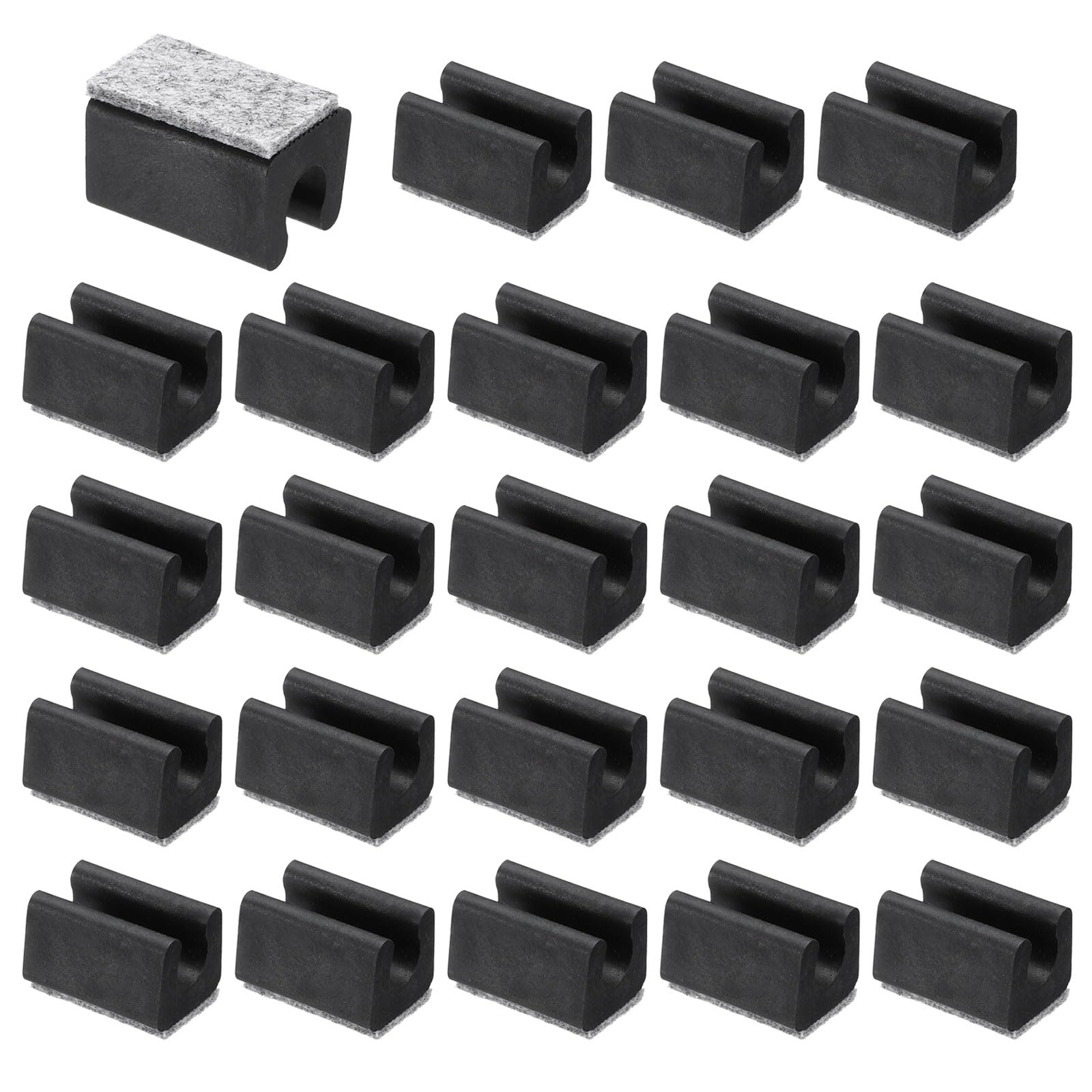 PATIKIL 10mm Rectangle Chair Leg Cover with Felt Pad, 24Pcs Slide Smoothly No Scratches No Noise Furniture Feet Hardwood Protectors Tips Floor Glides Tubing Caps for Office, Black Grey