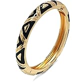 sunglnl Cloisonne Bracelet For Women, Triangle Shaped Enamel Chunky Bangle Delta Geometric Cute Multi Tone Gold Plated Trendy Bracelets Stackable Wife Jewelry Gift