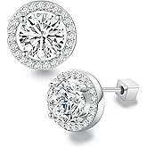 Moissanite Stud Earrings for Women, 0.5-1ct Round Cut D Color VVS1 Moissanite Earrings, S925 Sterling Silver Plated 18K White Gold Women's Earrings Jewelry Gifts