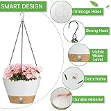ZMTECH 20cm Hanging Plant Pots Set of 2 with Drainage & Water Level, White view 3