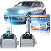 TLEVELCL Fit for Dodge 2014-2020 Durango RT SRT HID Xenon Headlight Bulbs | 8000K White Blue, Upgraded High Low Beam 35W D3S Bi-Xenon Light Bulb Replace, Plug and Play, Pack of 2
