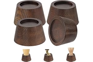 FASONLA Bed Risers (Set of 4) Furniture Risers Lifts Height 2", Oak Solid Wooden Risers for Bed, Furniture Risers with Non-Slip Recessed Hole (Monolithic Wood, 4pcs-2" Hight-Walnut Color)