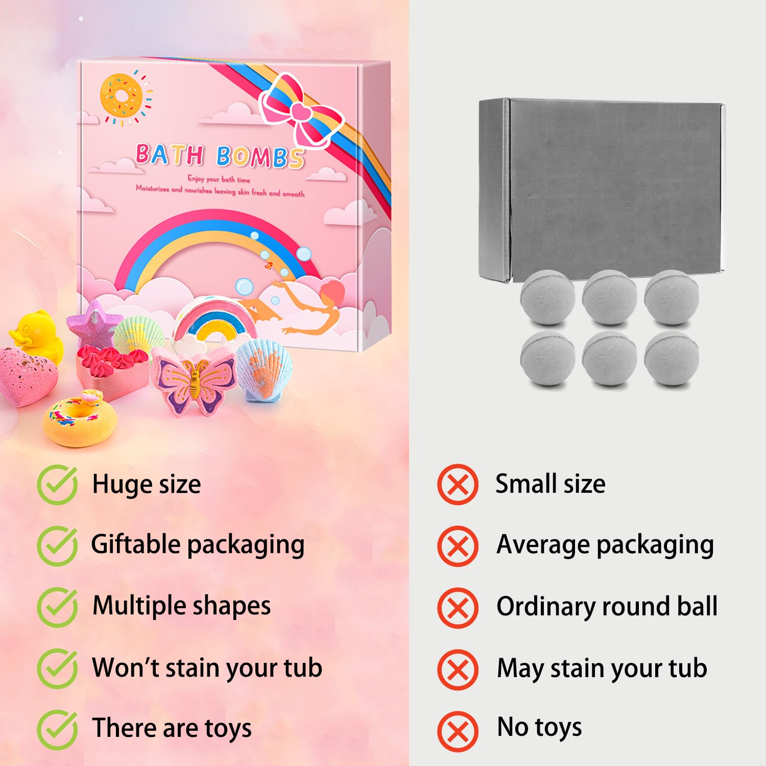 9XXL Bath Bombs Gifts Set, BusyMouth 9pc Kids Bath Bombs with Surprise Toys | Non-Toxic Bubble Bath | Birthday Gift Set for Girls & Boys Ideal Gift for Mother's Day Valentines