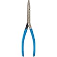 Channellock 718 8-Inch Flat Nose Pliers | Duckbill Jaw Pliers with Extra Long Nose and Crosshatch Teeth Pattern Designed for Hard-to-Reach Places | Forged of High Carbon Steel | Made in the USA