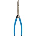 Channellock 718 8-Inch Flat Nose Pliers | Duckbill Jaw Pliers with Extra Long Nose and Crosshatch Teeth Pattern Designed for 