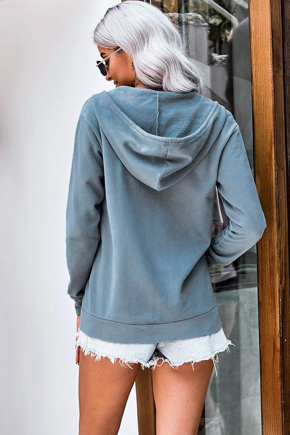 WROLEM Women Casual Full Zip Up Hoodie Comfy Loose Tie Dye Solid Sweatshirt Long Sleeve Jacket with Pockets at  Women’s Clothing store