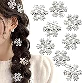 Fdesigner Snowflake Hair Clips Christmas Hair Pins Small Rhinestone Hair Barrette Xmas Hair Accessories for Women 8PCS