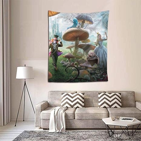 Amazon Co Jp Alice S Adventures In Wonderland 不思議の国のアリス おしゃれ モダン アート プリント タペストリー 背景絵画 多機能 大判インテリア 壁掛け ファブリック 装飾用品 部屋飾り 窓カーテン 飾り 個性ギフト 新居祝い ホーム キッチン