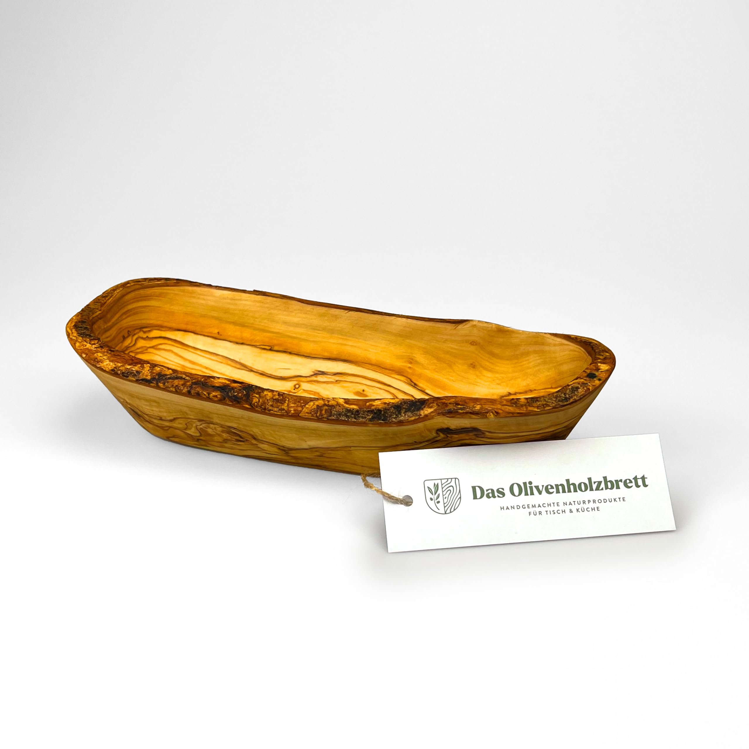 das Olivenholzbrett Olivenholz-Schale, Baguette Bowl Oblong in Natural Edge from 20cm - Brown, 30cm