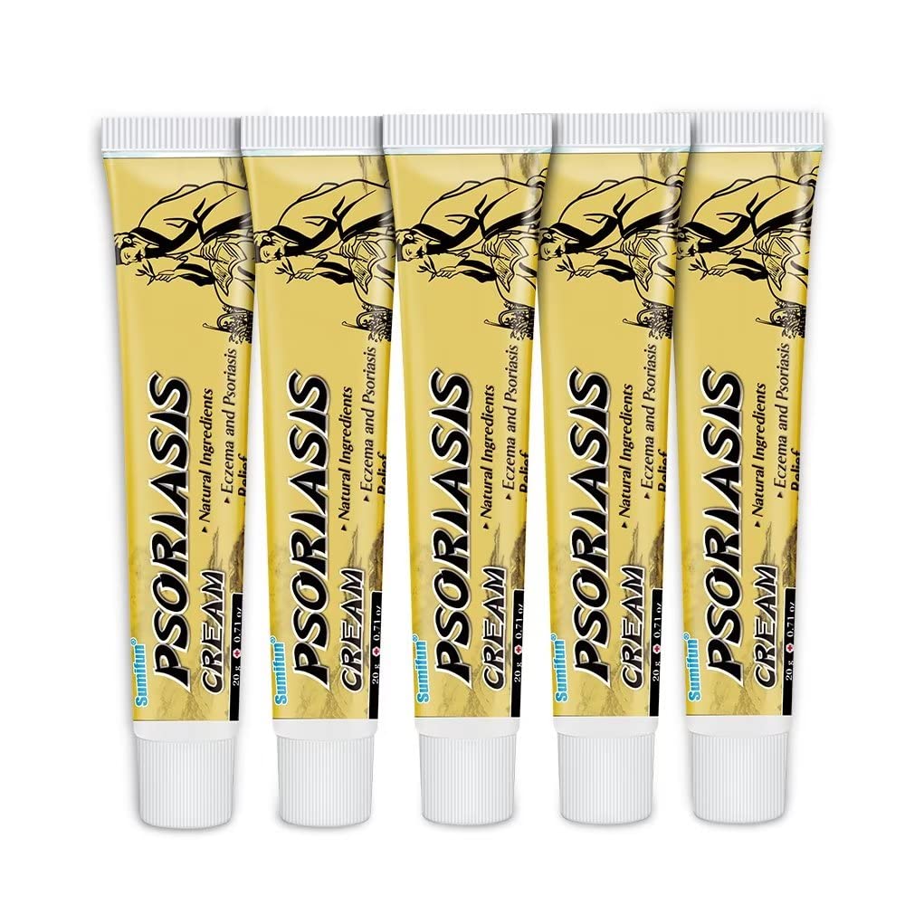 Sumifun Psoriasis Cream, Moisturizing Eczema Cream, Natural Anti-Itch Cream for Dermatitis, Acne, 0.71 oz, Pack of 5