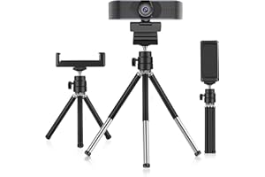 MamaWin Lightweight Mini Webcam Tripod for Smartphone, Logitech Webcam C920 C922 Small Camera Desk Tripod Mount Cell Phone Holder Table Stand (Black)