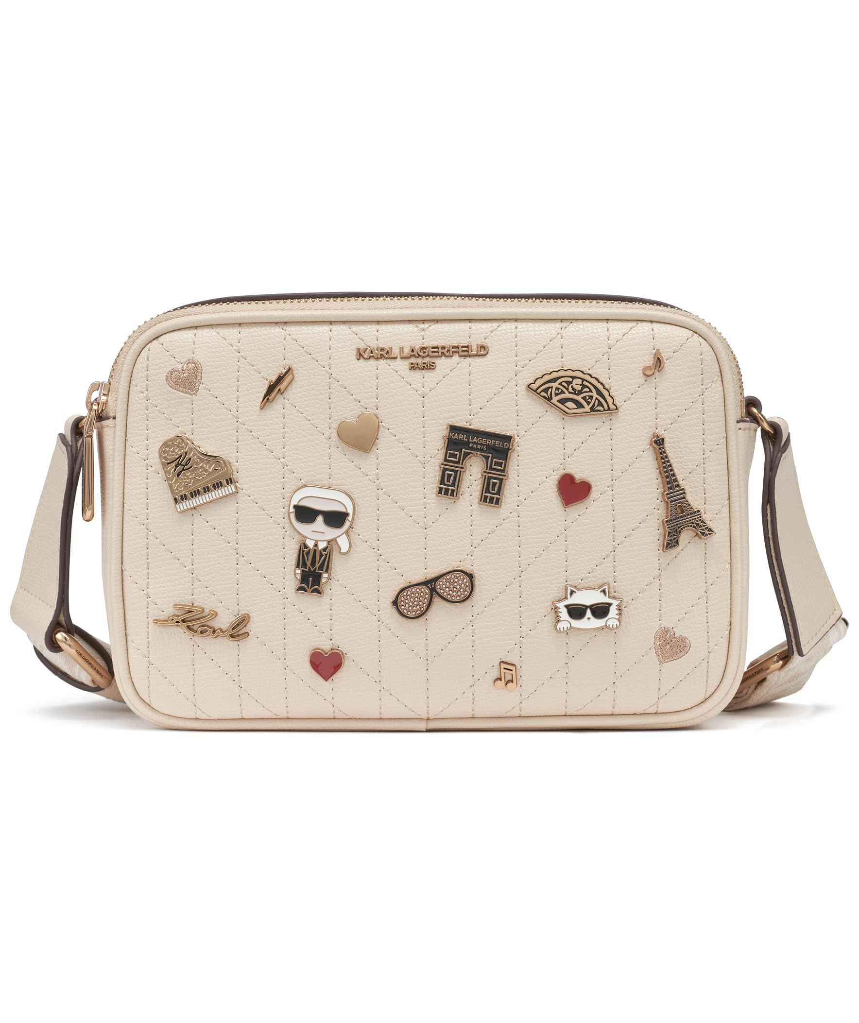 KARL LAGERFELD Women’s Maybelle Pin Crossbody, Brie, One Size