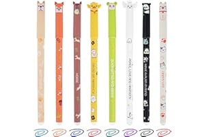 8 Pcs Cute Erasable Gel Pens, Cartoon Animal Gel Pen, Range of ink colours & barrel designs, Animals Design, Erasable Pens fo