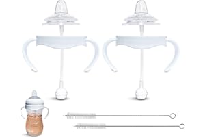 BELBEYO Sippy Cup Conversion Kit for Philips Avent Natural Baby Bottle | 2-Count | with Soft Silicone Sippy Spout Nipples, Weighted Any Angle Straw Ball, Bottle Handles and Straw Cleaning Brush (Sippy Spout)