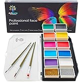 Face Paint Kit – Non-Toxic & Hypoallergenic – Professional Face Painting Kit for Kids & Adults – Cosplay Makeup Kit – Easy to Apply & Remove – Leakproof Dry Glitters
