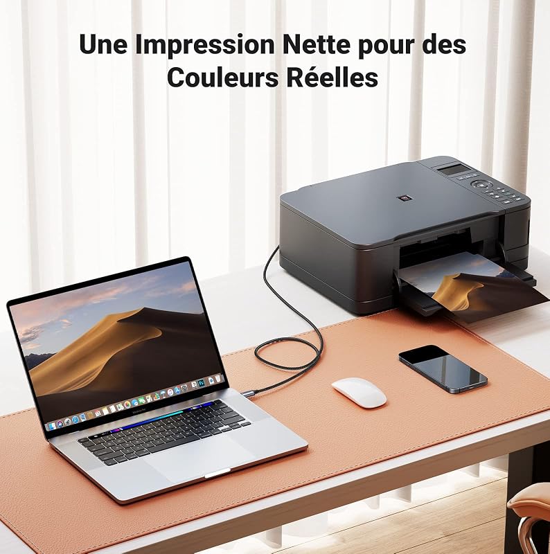 Câble Scanner Imprimante Thunderbolt 3 Type C vers USB B (1M)