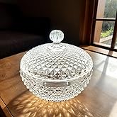 ccsxqy 21oz Glass Candy Jar with Lid | Large Clear Crystal Christmas Candy Bowl for Holiday Parties, Weddings & Home Decor