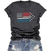 LuxLass 4th of July Shirts Women USA Patriotic T-Shirt American Flag Tee Tops