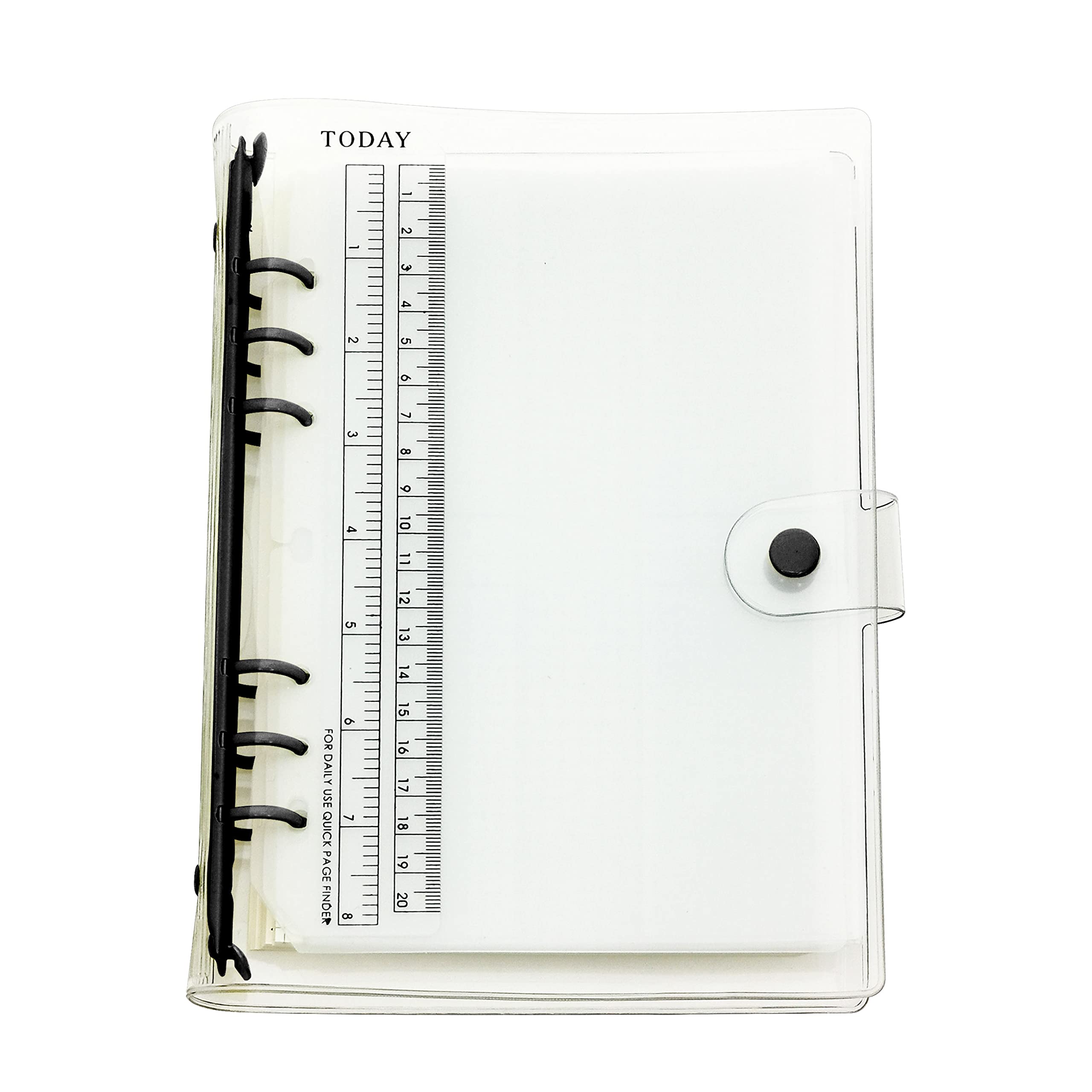 A6 A5 6-Holes Colorful PVC Cover Round Ring View Binder with Snap Button Closure File Folder (Black Ink, A5 Combo) — image 1