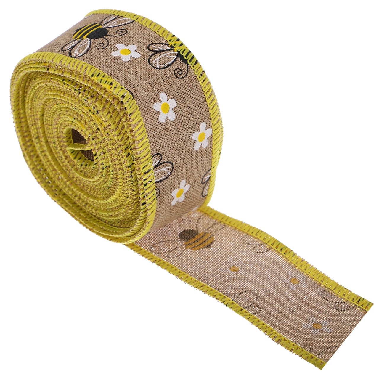 CORHAD 1 Roll Honey Bee Festival Ribbon, Webbing, Grosgrain, Easter, Festival, Wedding, 450cm x 3.5cm, Themed (Bee), Wrapped Decorative Ribbon Trim