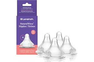 Lansinoh NaturalWave Baby Bottle Nipples – 100% Soft, Durable Silicone, Made without BPA BPS, Anti-Colic, Supports Baby’s Dev