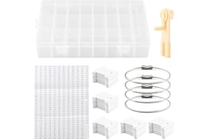 IAYOKOCC Embroidery Floss Organizer,Cross Stitch Thread Storage Box Tool,1 Bobbins Winder,1 Removable 24 Grids Clear Bead Organizer Case,100 Floss Bobbins,1 Numbered Sticker for Craft DIY