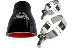 Bekelan 1.5" to 2"(38-50mm) High-Temp Silicone Reducer Hose With Stainless T-Bolt Clamp - Heavy Duty 4-Ply Reinforced Design for Automotive Turbo/Intercooler/Intake Piping/Industrial Hydraulic