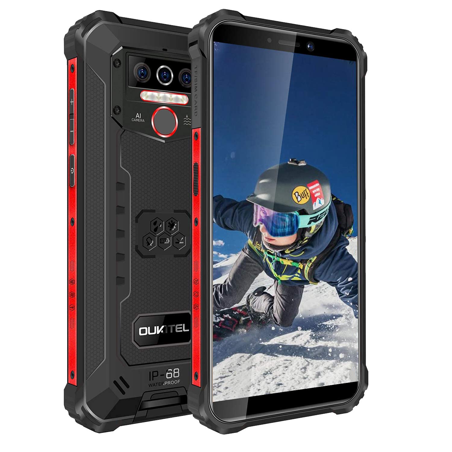 OUKITEL Rugged Cell Phones Unlcoked, WP5 8000mAh Battery Android 10 Unlocked Cell Phones IP68 Waterproof,Global Version Face ID Fingerprint,Black