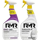 RMR Bathroom Mold Remover Bundle - RMR-141 EPA Registered Mold &amp; Mildew Remover, 2-Step Bathroom Cleaning &amp; Disinfecting System for Showers, Sinks, Tile, Grout, 2&ndash;32 Oz Bottles