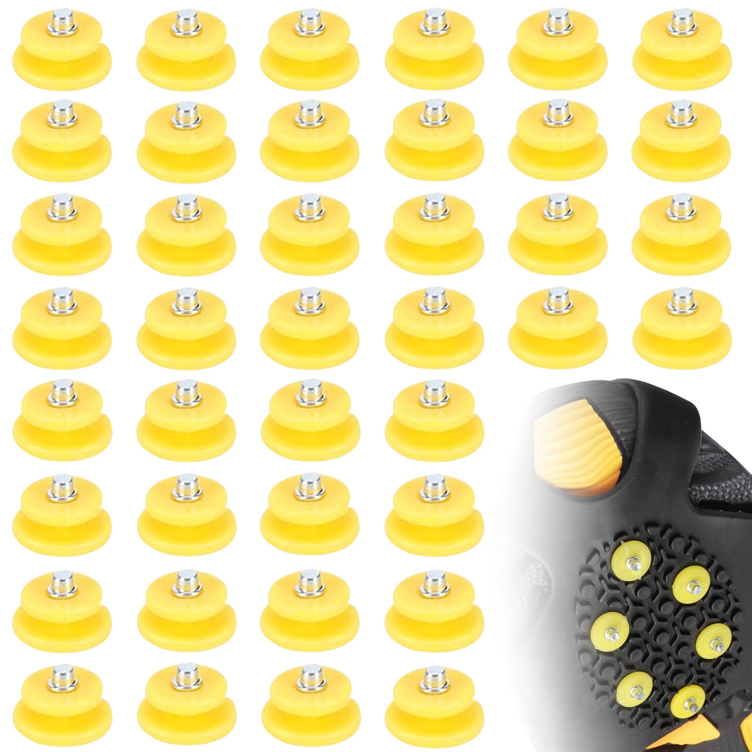 40Pcs Steel Studs Cleats,Ice Snow Studs,Anti Slip Winter Ice Grippers,Snow Replacement Studs,Fit for Walking Ice Fishing Hiking(Only Sell Steel Studs Cleats)