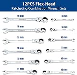SORAKO 12pc Ratchet Spanner Set 8-19 mm Flexible Head Chrome Vanadium view 2