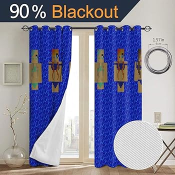 Amazon Co Jp Wbfuli Minecraft カーテン2枚1レベルシェーディングドレープカーテン遮光カーテン断熱日焼け止め昼と夜カバー省エネuv保護フックタイプ 服 ファッション小物