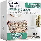 The Clean People Laundry Detergent Sheets - Laundry Soap - Ultra Concentrated, Recyclable Packaging, Stain Fighting - Fresh Scent, 96 Pack