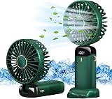 Jsdoin Hand Held Fan USB Rechargeable 5 Speeds with LED Display Green