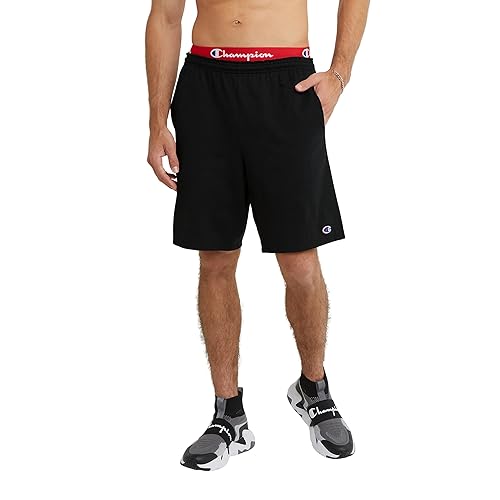 Champion Men's Big Shorts, Lightweight Lounge, Retired, Black-C Logo, X-Large Tall