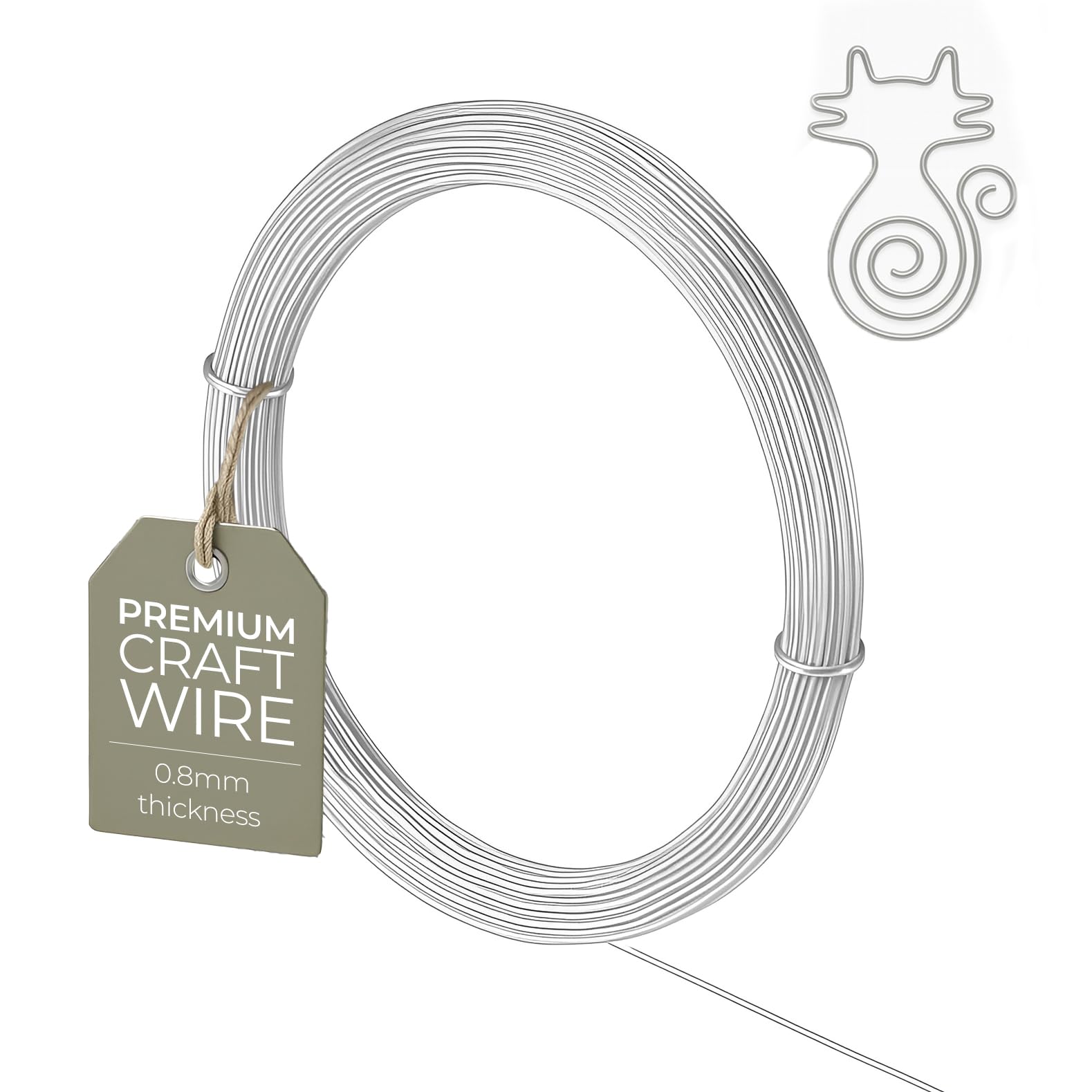 The Bead Shop 0.8mm Aluminium Craft Wire 20 Gauge - 10m (33ft) Bendable Wire for Jewellery Making, Sculpting, Floral Crafting, Armature, Wrapping, Bike Modelling and More