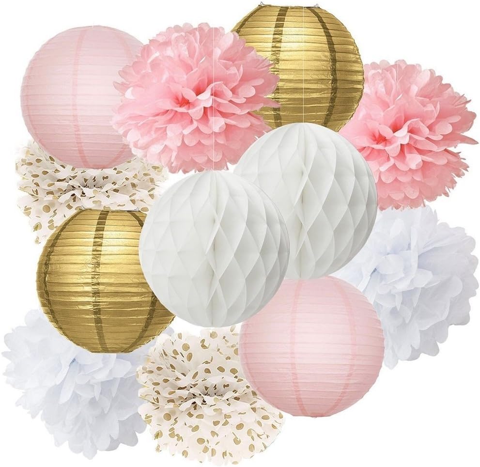 Party Decoration Rhincow 12 Piece Tissue Paper Pompoms Flowers
