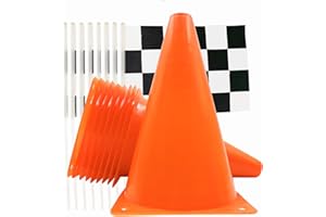 YOELVN Race Car Birthday Party Decorations - 7inch Orange Race Cones with Checkered Flags,12 Traffic Cones, 24 Racing Black and White Flags,Racecar Theme Two Fast Centerpieces Supplies(36PCS)