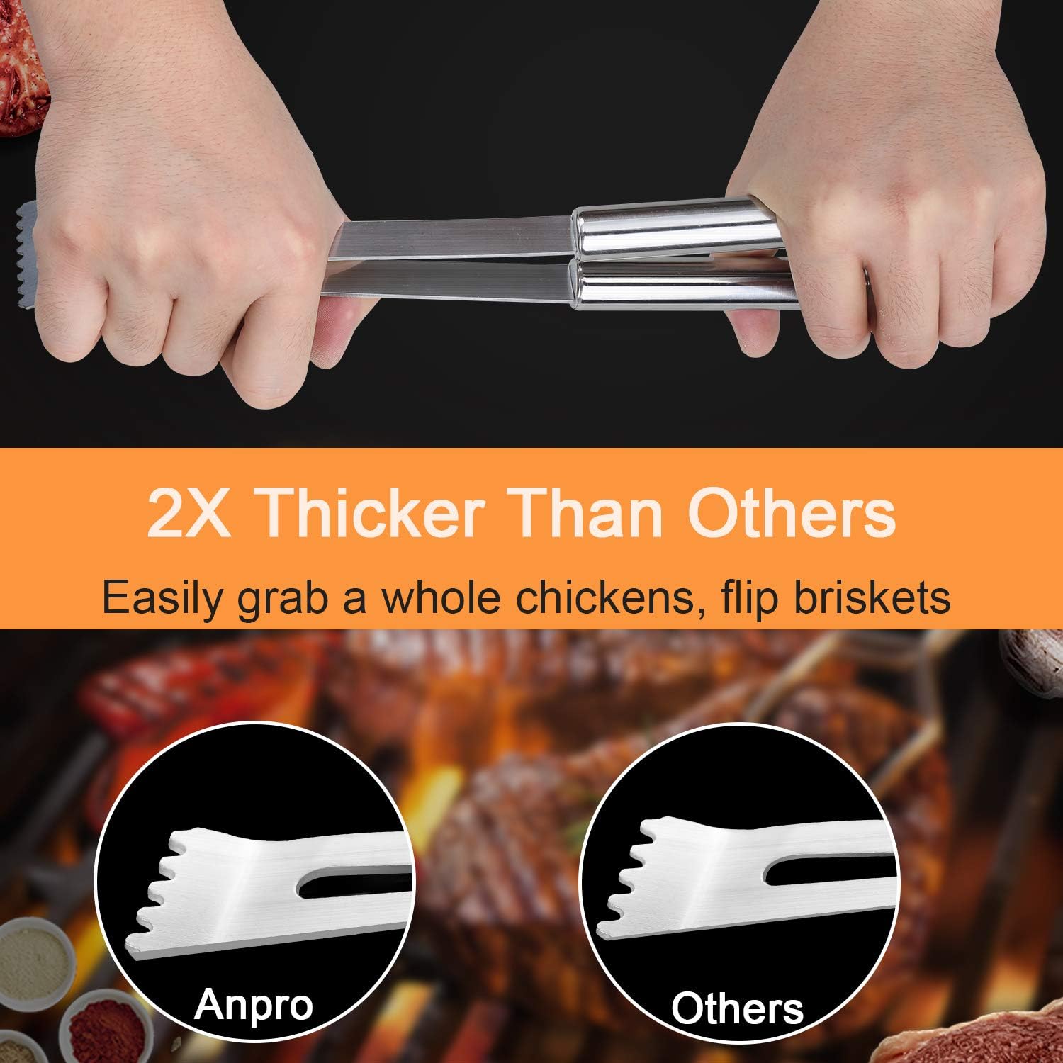 Anpro Grilling Accessories BBQ Tools Set, 21 PCS Stainless Steel Grill Kit with Case, Great Barbecue Utensil Tool for Men, Women, Dad : Garden & Outdoor