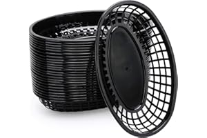 EUSOAR Fast Food Basket, 24pcs 9.4" x 5.9" Fry Plastic Bread Baskets, Oval-Shaped Tray for Fast Food Restaurant Supplies, Del