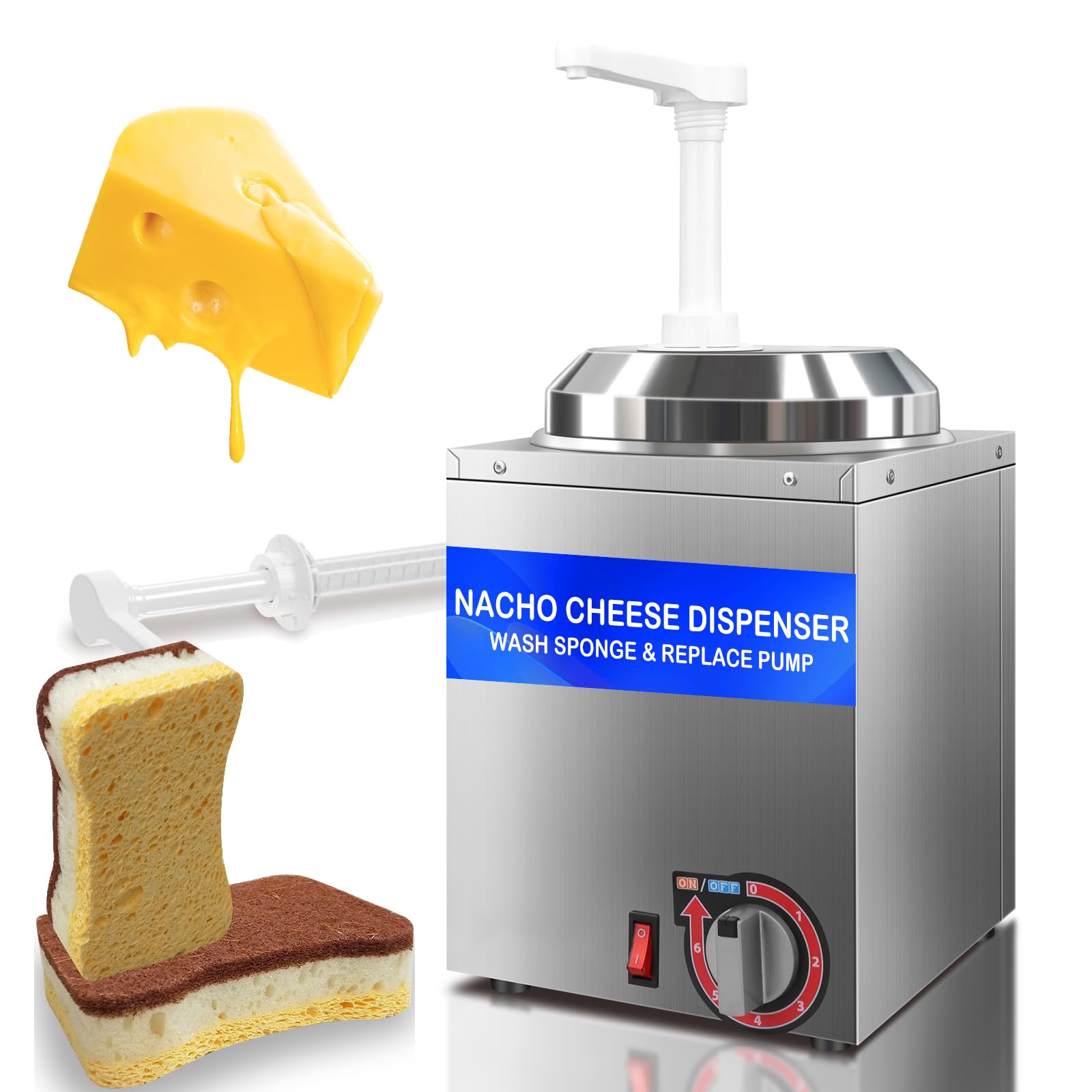 Photo 1 of Hijolla Cheese Warmer Dispenser with Pump,Nacho Cheese Warmer with 2.8Qt Capacity,Electric Hot Fudge Dispenser Caramel Butter Sauce Warmer 400W,86-194 F Temp Adjustable for Salad Jam Seasoning Sauce